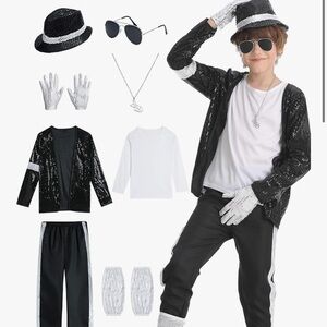 Kids Sequin Black and White Costume Set